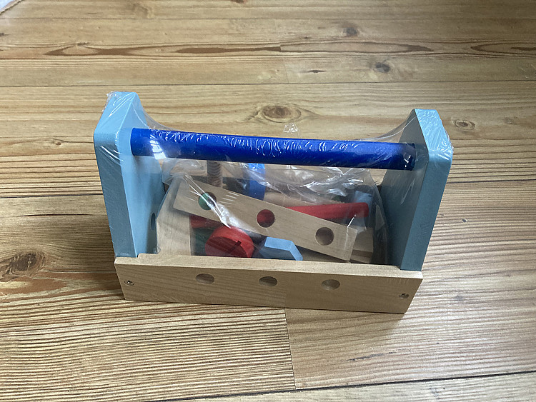 Toy wooden tool box