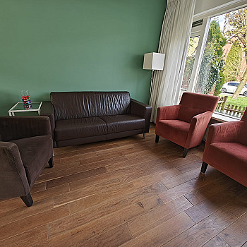 Leather sofa and 3 chairs
