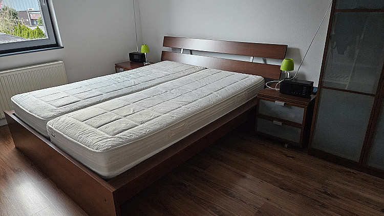 Ikea Hopen bed 160/200 with bedside tables.