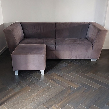 Gray sofa with ottoman 