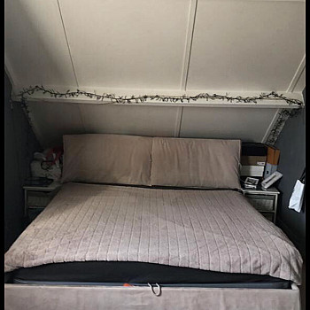 Free double bed with storage space