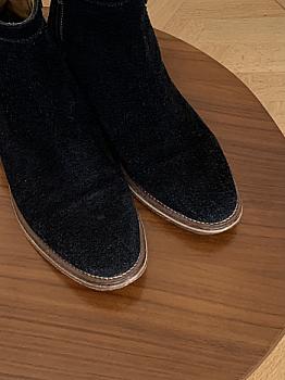 Black leather women&#39;s boots suede 
