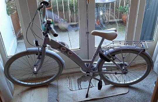 girls&#39; bicycle with helmet