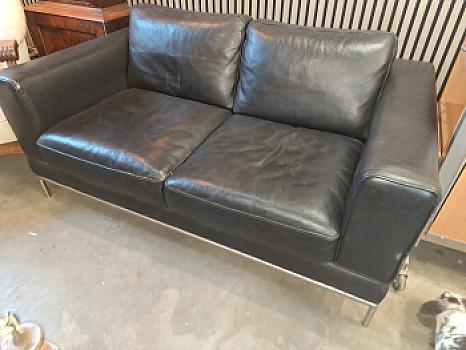 2 zits bank leder zwart