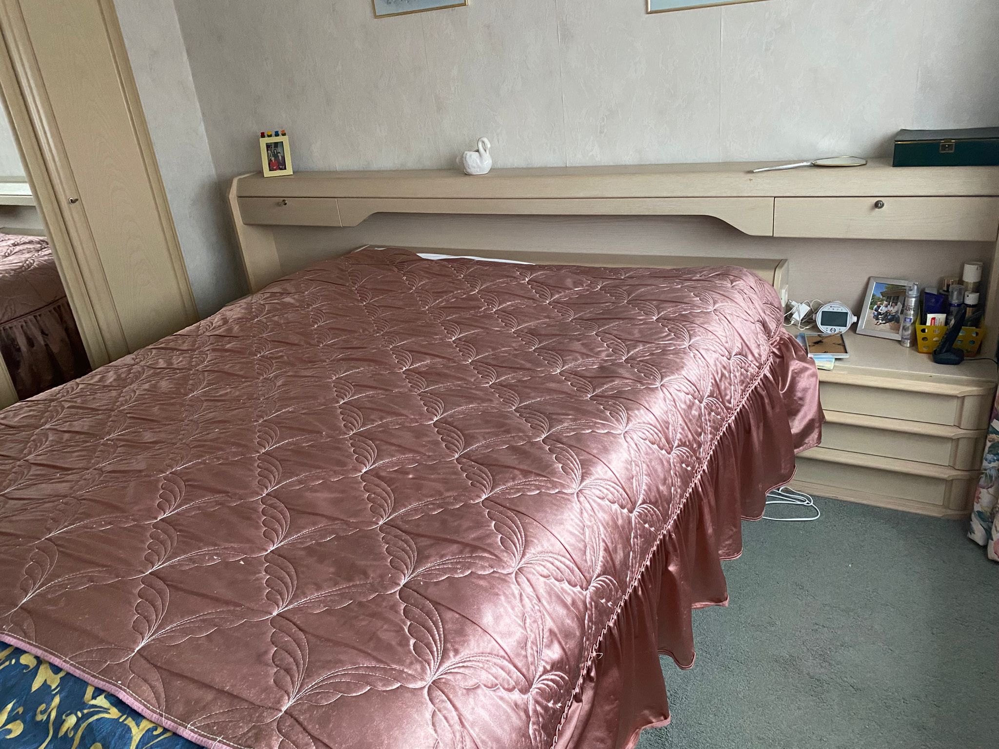 double bed and wardrobe